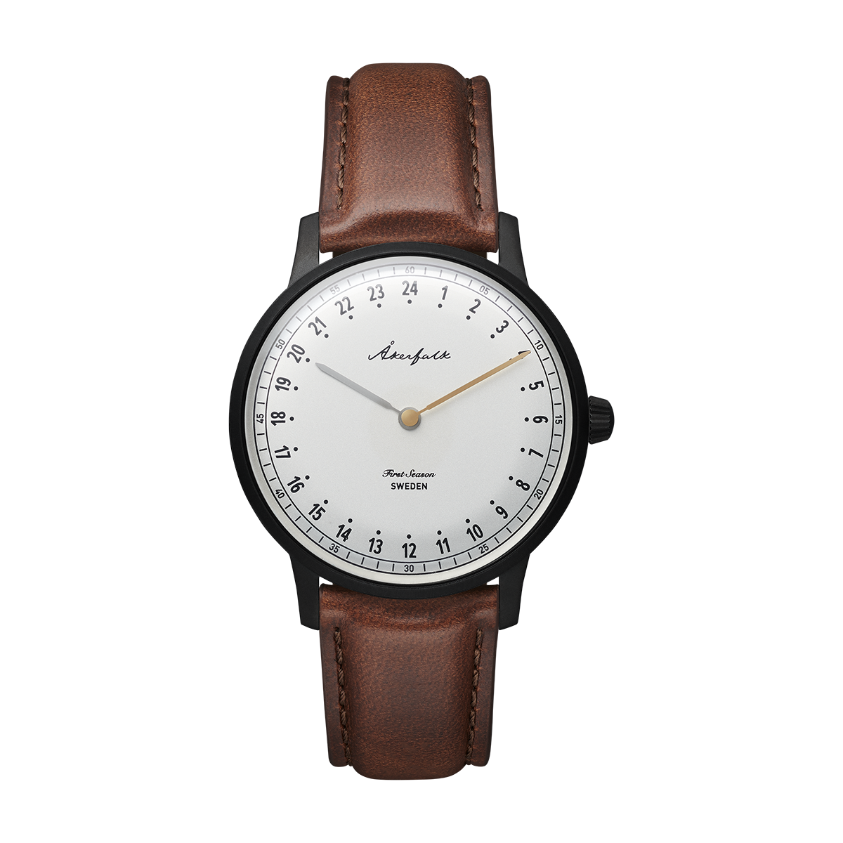 First Season Matte Black White with Brown Leather